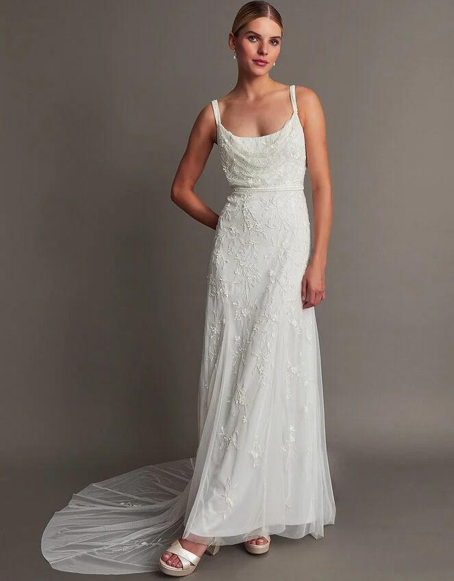 rochie de mireasa cu decolteu ivoire